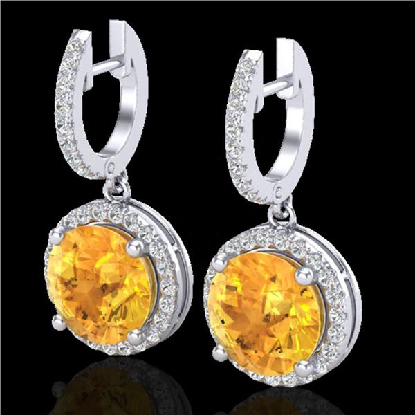 4 ctw Citrine & Micro Pave VS/SI Diamond Designer 18k White Gold - REF-87R8K