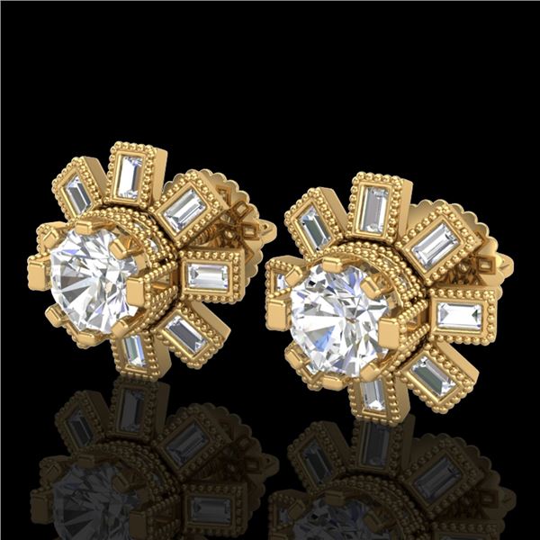 1.77 ctw VS/SI Diamond Solitaire Art Deco Stud Earrings 18k Yellow Gold - REF-263A6N