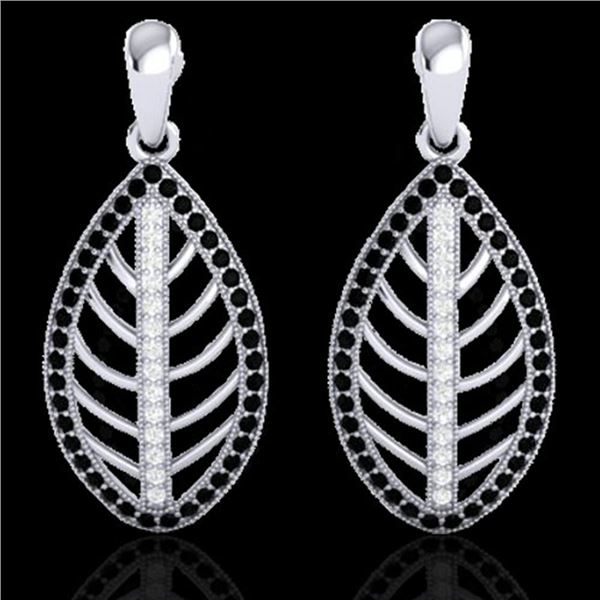 2 ctw Micro Pave Black & VS/SI Diamond Designer Earrings 18k White Gold - REF-170M9G