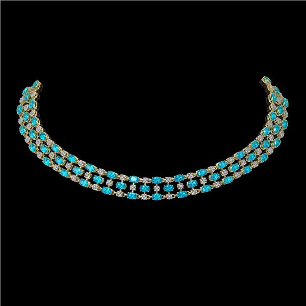 38.99 ctw Swiss Topaz & Diamond Necklace 10K Yellow Gold - REF-427K3Y