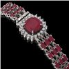 Image 2 : 31.91 ctw Ruby & Diamond Bracelet 14K White Gold - REF-307F8M