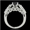 Image 2 : 2 ctw Certified VS Black Diamond Solitaire Ring 10k White Gold - REF-71A8N