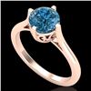 Image 1 : 1.25 ctw Fancy Intense Blue Diamond Art Deco Ring 18k Rose Gold - REF-218M2G