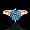 Image 2 : 1.25 ctw Fancy Intense Blue Diamond Art Deco Ring 18k Rose Gold - REF-218M2G