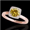 Image 1 : 1.15 ctw Certified SI/I Fancy Intense Yellow Diamond Ring 10k Rose Gold - REF-190M9G