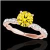 Image 1 : 1.4 ctw Certified SI/I Fancy Intense Yellow Diamond Ring 10k Rose Gold - REF-177N3F