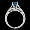 Image 2 : 1 ctw SI Certified Fancy Blue Diamond Solitaire Ring 10k White Gold - REF-120R2K
