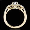 Image 2 : 1.38 ctw Certified Diamond Solitaire Halo Ring 10k Yellow Gold - REF-188R2K