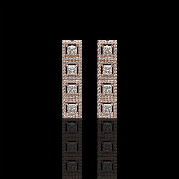 4.01 ctw Princess Cut Diamond Micro Pave Earrings 18K Rose Gold - REF-346W3H