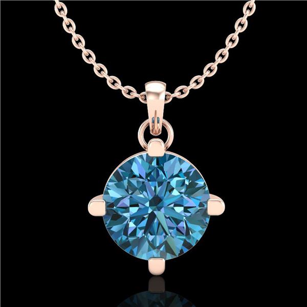 1 ctw Intense Blue Diamond Art Deco Stud Necklace 18k Rose Gold - REF-154W5H