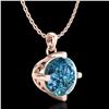 Image 3 : 1 ctw Intense Blue Diamond Art Deco Stud Necklace 18k Rose Gold - REF-154W5H