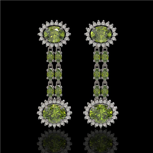 8.69 ctw Tourmaline & Diamond Earrings 14K White Gold - REF-227X3A