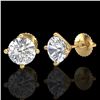 Image 2 : 2 ctw VS/SI Diamond Solitaire Art Deco Stud Earrings 18k Yellow Gold - REF-483X5A
