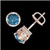 Image 3 : 1.85 ctw Fancy Intense Blue Diamond Art Deco Earrings 18k Rose Gold - REF-200G2W