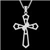 Image 2 : 1 ctw Micro Pave VS/SI Diamond Cross Necklace 18k White Gold - REF-118X2A