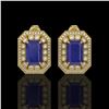 Image 1 : 13.75 ctw Sapphire & Diamond Victorian Earrings 14K Yellow Gold - REF-266X4A