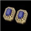 Image 2 : 13.75 ctw Sapphire & Diamond Victorian Earrings 14K Yellow Gold - REF-266X4A