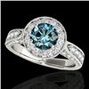 Image 1 : 2 ctw SI Certified Fancy Blue Diamond Solitaire Halo Ring 10k White Gold - REF-156K8Y