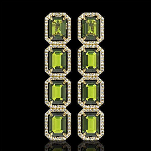 19.44 ctw Tourmaline & Diamond Micro Pave Halo Earrings 10k Yellow Gold - REF-258K9Y