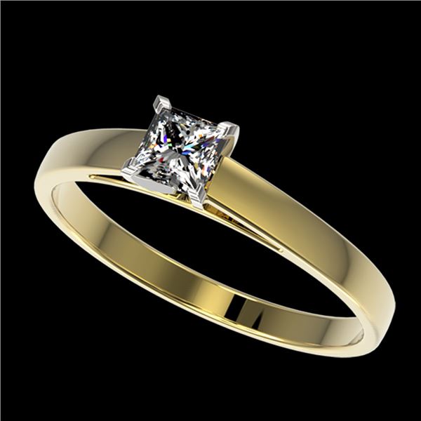 0.50 ctw Certified VS/SI Quality Princess Diamond Ring 10k Yellow Gold - REF-60G3W