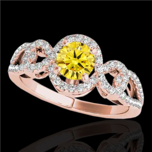 1.38 ctw Certified SI/I Fancy Intense Yellow Diamond Ring 10k Rose Gold - REF-188A2N