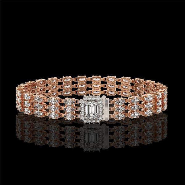 19.48 ctw Emerald Cut & Oval Diamond Bracelet 18K Rose Gold - REF-2068N4F