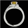 Image 2 : 1.5 ctw Certified SI Fancy Intense Diamond Halo Ring 10k White Gold - REF-197H8R