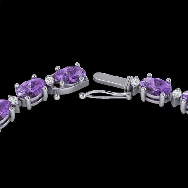 46.5 ctw Amethyst & VS/SI Diamond Eternity Necklace 10k White Gold - REF-245Y5X