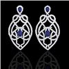 Image 1 : 7 ctw Tanzanite & Micro VS/SI Diamond Heart Earrings 14k White Gold - REF-381H8R