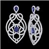 Image 2 : 7 ctw Tanzanite & Micro VS/SI Diamond Heart Earrings 14k White Gold - REF-381H8R