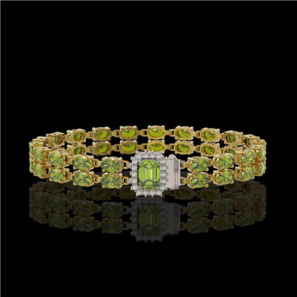 16.97 ctw Tourmaline & Diamond Bracelet 14K Yellow Gold - REF-236H4R