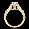 Image 2 : 1.25 ctw Certified Diamond Solitaire Antique Ring 10k Yellow Gold - REF-184H3R