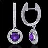 Image 2 : 1.75 ctw Amethyst & Micro Pave VS/SI Diamond Earrings 18k White Gold - REF-86A2N