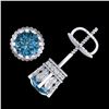 Image 3 : 1.75 ctw Fancy Intense Blue Diamond Art Deco Earrings 18k White Gold - REF-172A8N