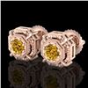 Image 1 : 1.11 ctw Intense Fancy Yellow Diamond Art Deco Earrings 18k Rose Gold - REF-158X2A