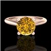 Image 2 : 1.36 ctw Intense Fancy Yellow Diamond Art Deco Ring 18k Rose Gold - REF-238M6G
