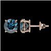 Image 2 : 2.11 ctw Certified Intense Blue Diamond Stud Earrings 10k Rose Gold - REF-181G6W