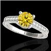 Image 1 : 1.45 ctw Certified SI Intense Yellow Diamond Antique Ring 10k White Gold - REF-231A8N