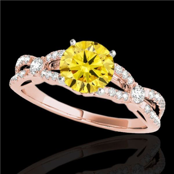 1.35 ctw Certified SI/I Fancy Intense Yellow Diamond Ring 10k Rose Gold - REF-190K9Y
