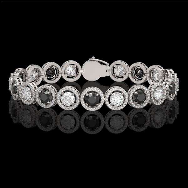 13.96 ctw Black & Diamond Micro Pave Bracelet 18K White Gold - REF-1071X3A