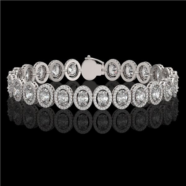 15.8 ctw Oval Cut Diamond Micro Pave Bracelet 18K White Gold - REF-2129R2K