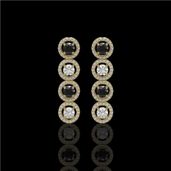 3.84 ctw Black & Diamond Micro Pave Earrings 18K Yellow Gold - REF-259Y2X