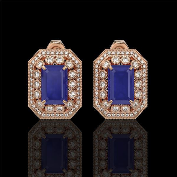 13.75 ctw Sapphire & Diamond Victorian Earrings 14K Rose Gold - REF-266K4Y