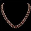Image 1 : 73.44 ctw Garnet & Diamond Micro Pave Halo Necklace 10k Rose Gold - REF-696Y2X