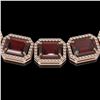 Image 3 : 73.44 ctw Garnet & Diamond Micro Pave Halo Necklace 10k Rose Gold - REF-696Y2X