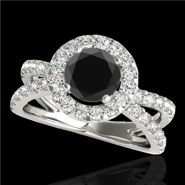 2.01 ctw Certified VS Black Diamond Solitaire Halo Ring 10k White Gold - REF-74R6K