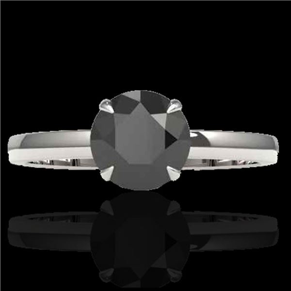 2 ctw Black Diamond Designer Engagment Ring 18k White Gold - REF-83R6K
