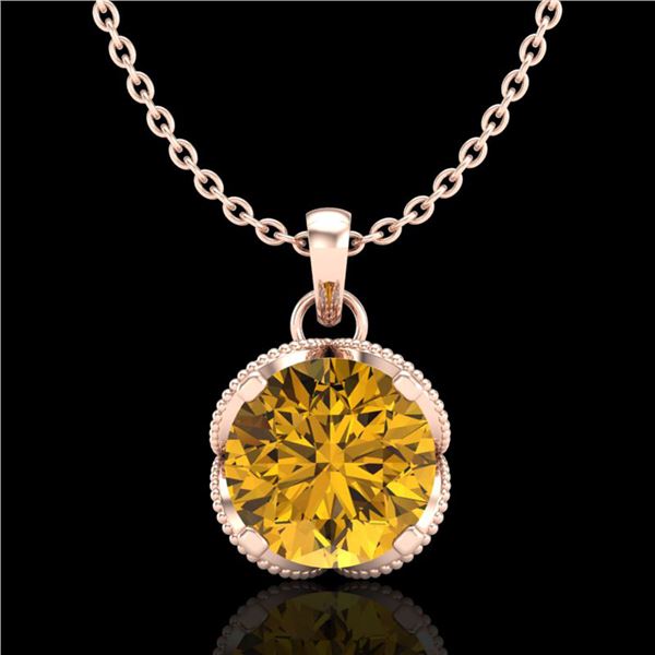 1.13 ctw Intense Fancy Yellow Diamond Art Deco Necklace 18k Rose Gold - REF-136F4M