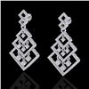 Image 1 : 3 ctw Micro Pave VS/SI Diamond Earrings Dangling 14k White Gold - REF-290H9R