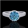Image 2 : 1.25 ctw Fancy Intense Blue Diamond Art Deco Ring 18k White Gold - REF-218K2Y